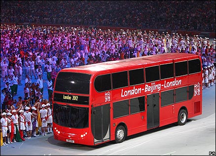 The London team take part in Beijing's closing ceremony