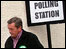 Candidate outside the polling station