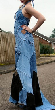 Denim evening gown