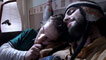 James Kristian (Tom) and Gareth Aldon (Steve) asleep on each other in a scene from Big Font. Little Spacing.