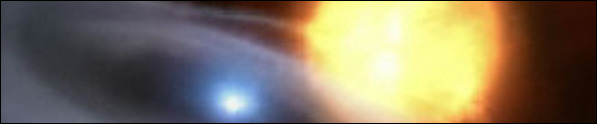 White dwarf sucking matter from its companion star