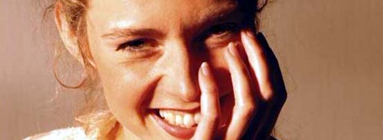A woman laughing