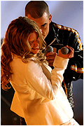 Joss and Robbie on stage