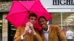 Cast from 'The Lost Letters of Mr Corrigan' in the rain