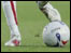 Football at feet