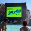 The big screen overlooking the Square