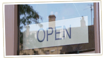Open sign on restaurant door