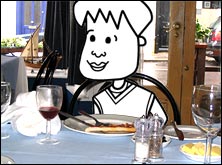 Tim in a restaurant