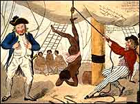 Detail from a cartoon of the time: "The Atlantic Slave Trade and Slave Life in the Americas: A Visual Record", sponsored by the Virginia Foundation for the Humanities and the University of Virginia Library