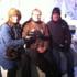 The producer, Sara Jane Hall; the festival organiser, Pal Medhus; and Richard Coles, presenter, recording the programme on the edge of the ice stage.