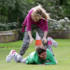 But she can't hold on and he hits the turf!