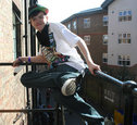 George on a balcony
