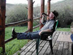Relaxing after a day on a horse in the Rocky Mountains of western Wyoming