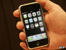 Hand holding iPhone