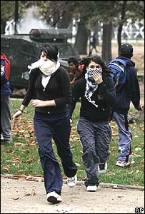Estudantes chilenos em choque com a polícia
