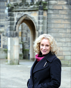 Historic novellist Philippa Gregory outside Auckland Castle