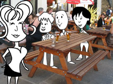 Alice, Tim, Michal and Helen at the pub