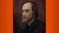 A portrait of French composer Eric Satie