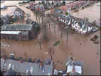 St Aiden's church surrounded by flood waters