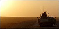 MoD picture of troops leaving Basra palace