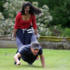 Tina ploughs Dave straight into the ground!