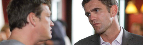 Two men talking