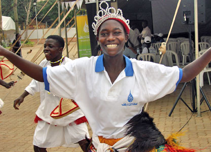 A smiling dancer