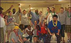 A group of the campers before they went outside to brace themselves against the rain!