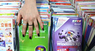 A vendor sells pirated software at a shopping center in China