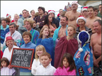 Brave souls getting ready for their Xmas Day dip