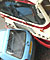 A collision between a car and a bus
