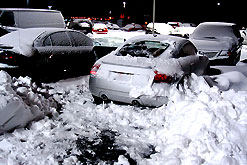 Cars stuck in snow