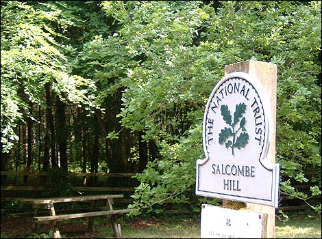 Salcombe Hill car park - National Trust sign