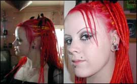 Girl with bright red hair