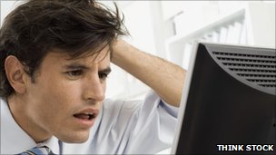 Office worker confused by a captcha