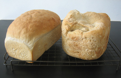 Disappointing hand-made loaf and misshapen bread machine loaf