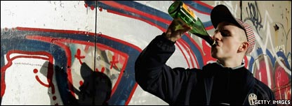 A teenager drinking