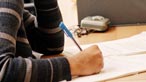 A student studying