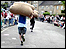 View from Sam Arrowsmith's woolsack cam as he races in Tetbury again current World Champion Pete Roberts.