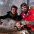 The Dutch guitarist, Bram Stadhouders, having a first go at tuning and then playing the ice guitar, as long as his fingers can bear it! Next to him, Bill Covitz, the ice carver.