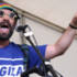 Adam Buxton slams it to the Hub tent crowds...