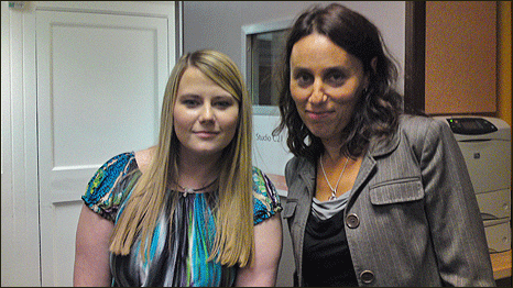 Natascha Kapmusch (on the left) with Lucy Ash in the Outlook studio