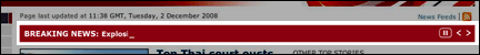 new version of BBC News website ticker