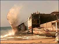 Broken up ship