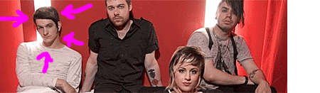 Shiny Toy Guns - pink arrows point to Jeremy