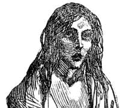 Black and white illustration showing Bridget O'Donnell