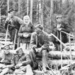 The wood cutters at the Siberian camp. Franek is standing at the far right. The wood cutters at the Siberian camp. Franek is standing at the far right.