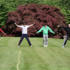 The secret race involves some tricky star-jumps to start. Or are they doing the YMCA dance?