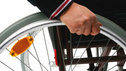 Close-up of a wheelchair
