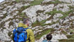 a steep climb over rocky terrain